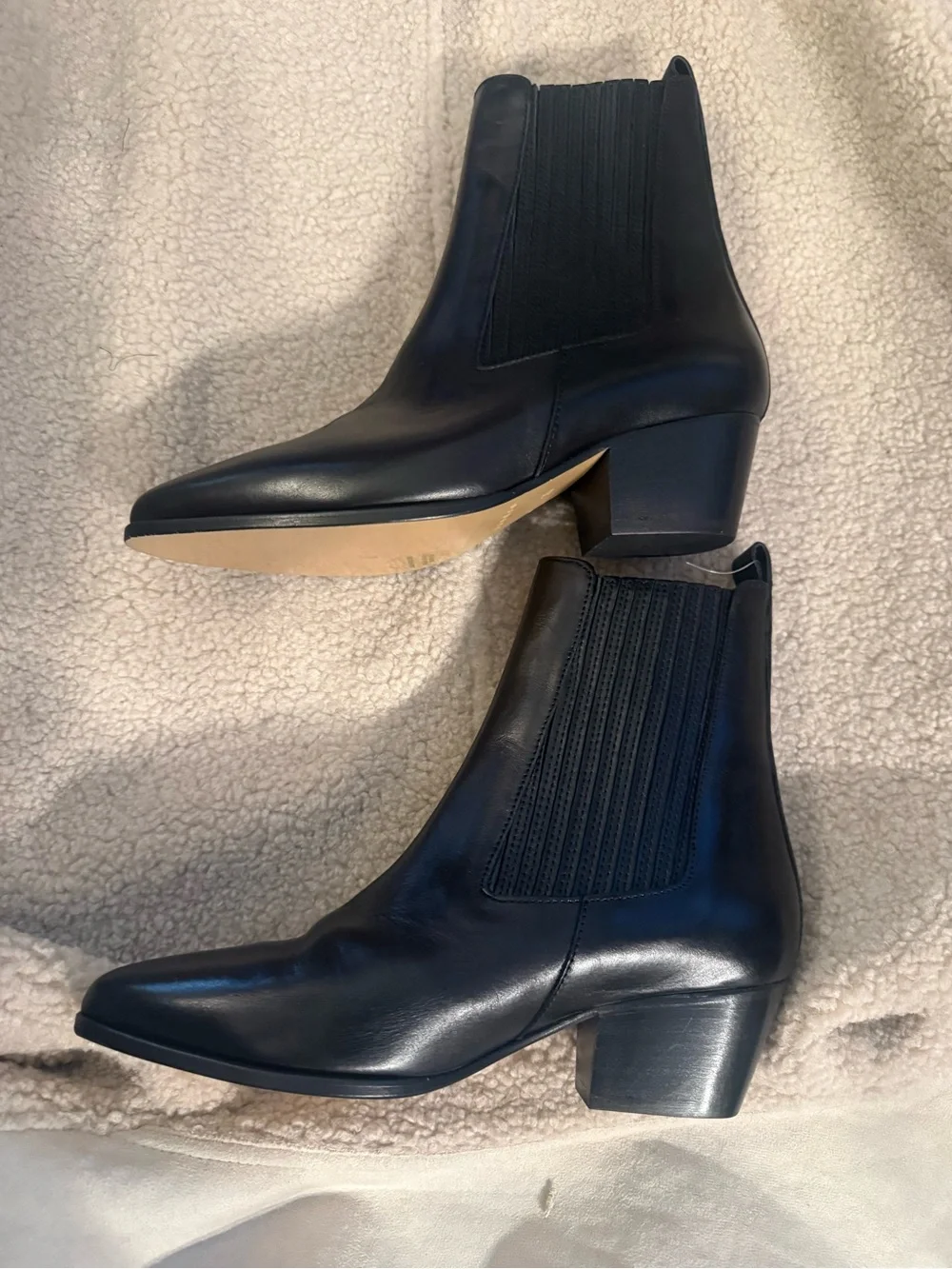 Sandro Black Leather Pointed Chelsea Ankle Boots